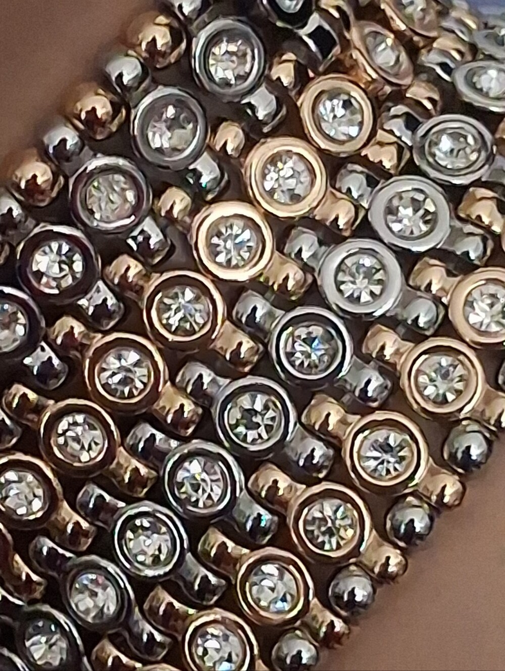 White House Black Market Gold-Tone And Silvertone Crystal Stretch Bracelet - Picture 3 of 16
